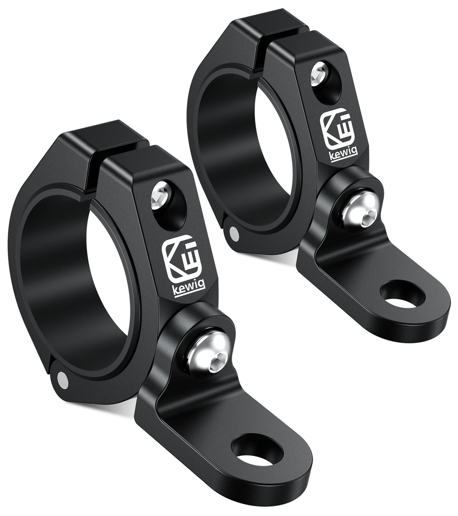 2 PCS UTV Whip Light Mounts, Sturdy Aluminium Alloy UTV Whip Flag Mounts, 360° Rotating Adjustable Off-Road Light Bar Mounting Brackets for 1.5" / 1.65" / 1.75" / 1.85" / 2" Roll Bars, Black