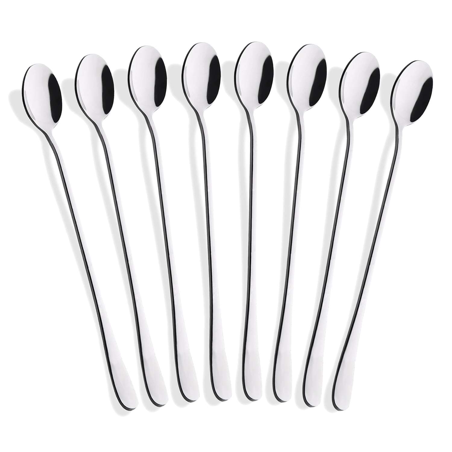 Hiware 8-Piece 9-Inch Long Handle Iced Tea Spoon, Coffee Spoon, Ice Cream Spoons, Stainless Steel Cocktail Stirring Spoons