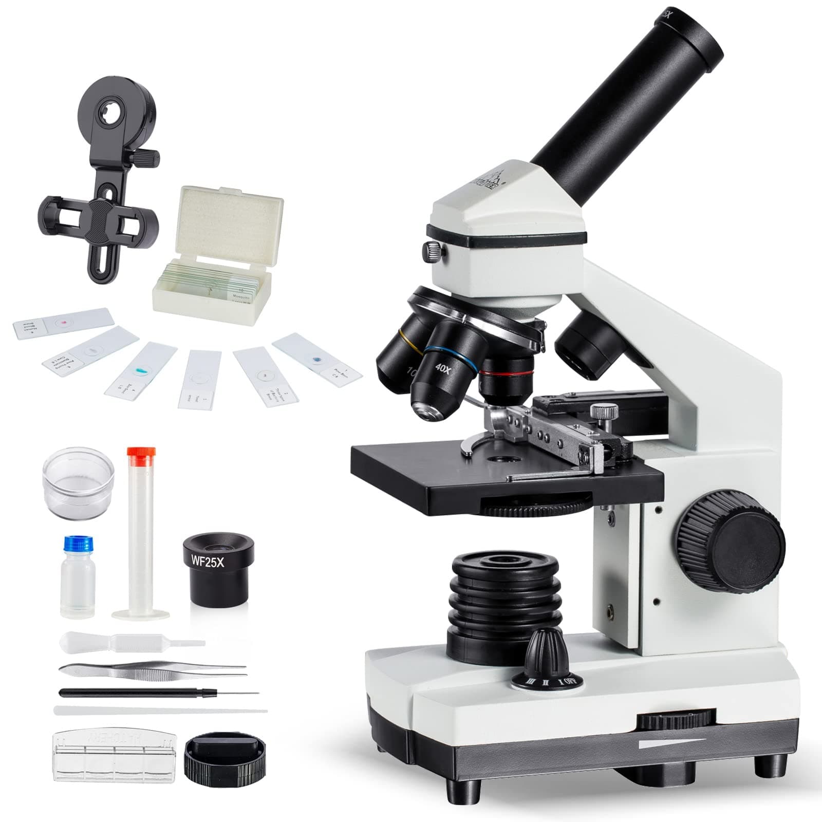 Microscope for Kids Adults 100x-1000x Mechanical Stage Reflected/Transmitted Illumination Wide-Field Eyepieces