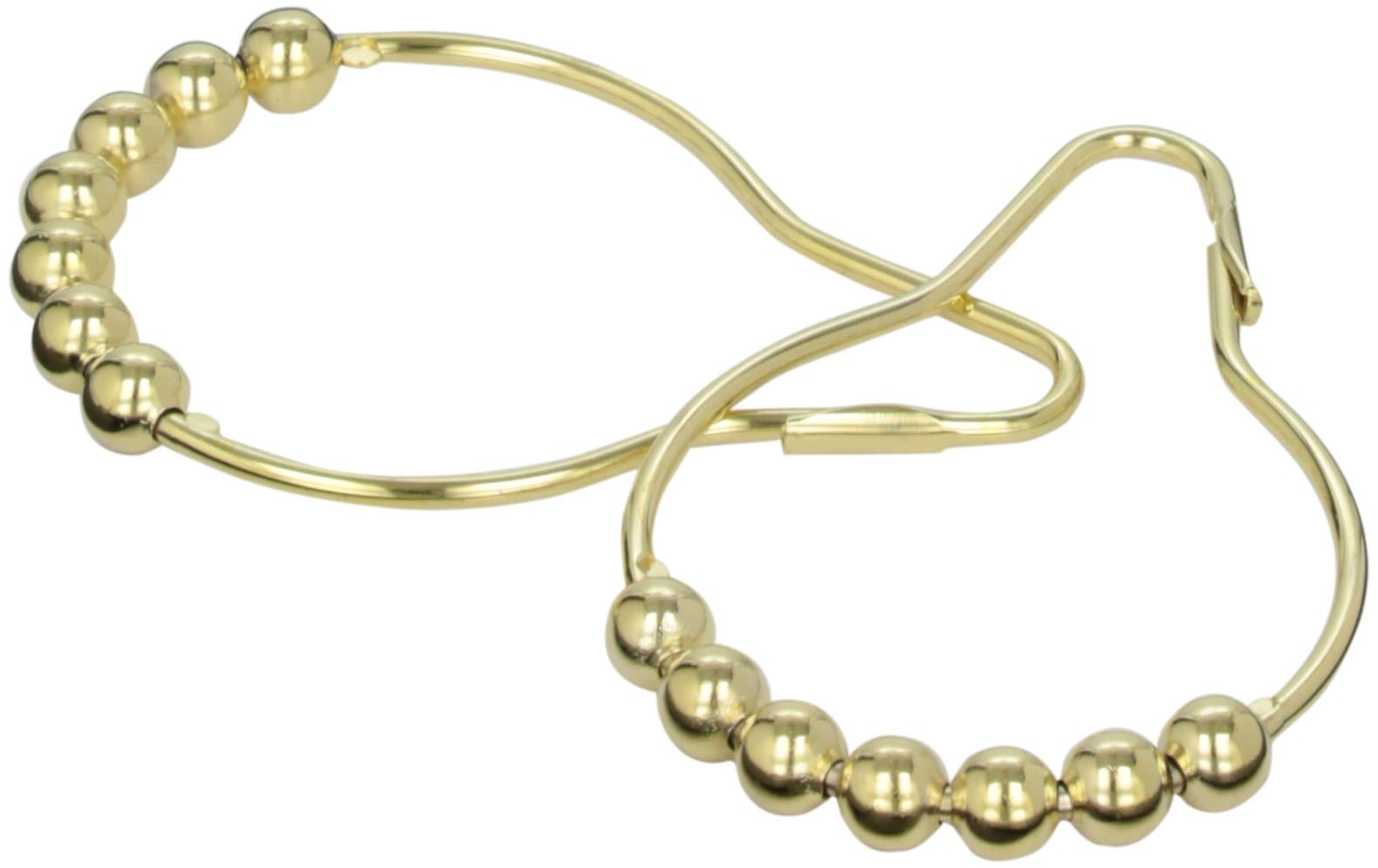 Large Oversized Heavy Duty Roller Shower Curtain Rings - Set of 12 Polished Brass Clipperton 2" RollerRings®