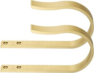 Brass Curtain Drapery Holdbacks,2Pcs Solid Aluminum U Shaped Wall Mounted Curtain Tiebacks