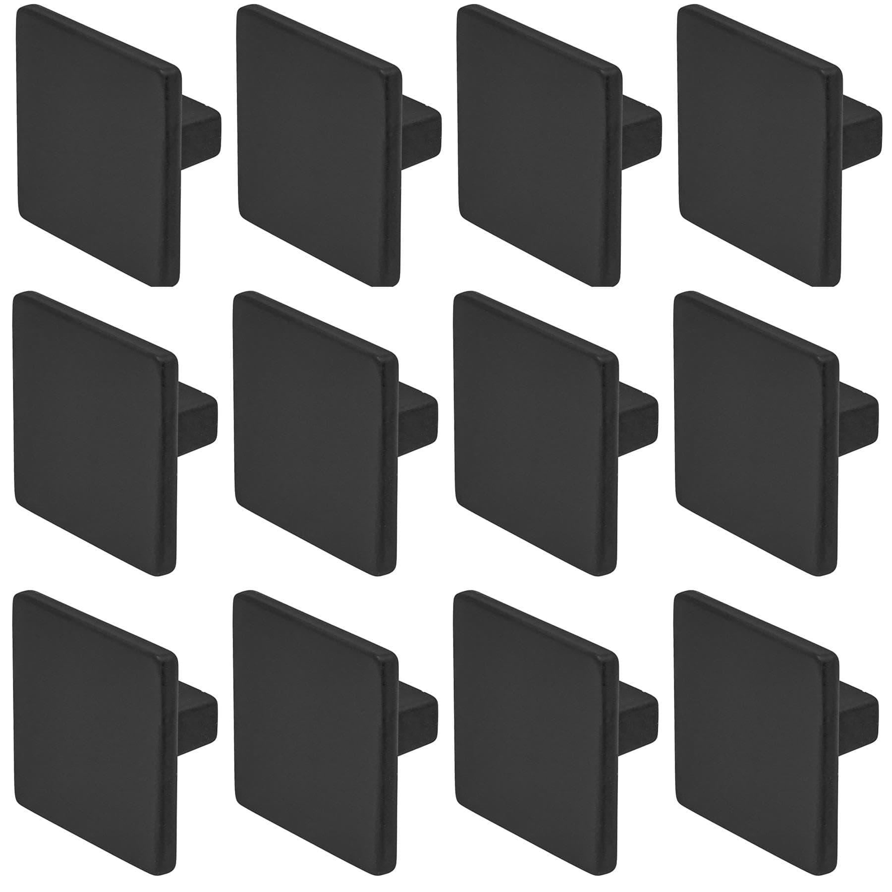 Decoranddecor Calla Square Cabinet Knob Door Pull Handle Kitchen Cupboard Furniture Drawer (12 Pack, Matt Black)