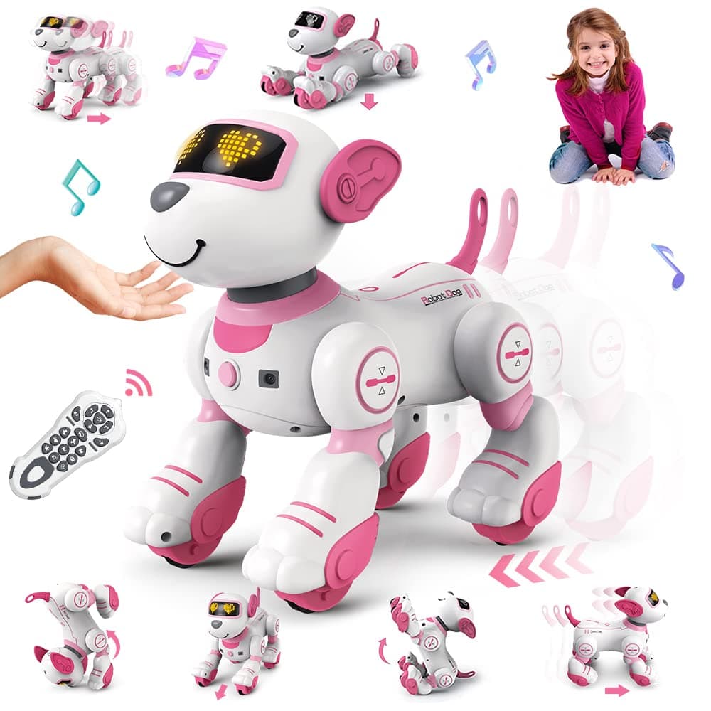 Remote Control Robot Dog Toy for Kids - Interactive Touch & Follow 17 Functions Robic Dog, Programmable Smart Walking Intelligent Dancing RC Puppy Robot Toys for Girls 3-12 Birthday Gifts