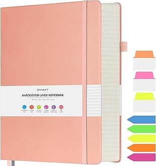 - College Ruled Notebook, Large A4 Hardcover Leather Journal, 312 Numbered Pages Writing Journal, 100gsm No Bleed Paper, Lined Journal Notebook for Women Men School Office, 8.5''×11'', Pink