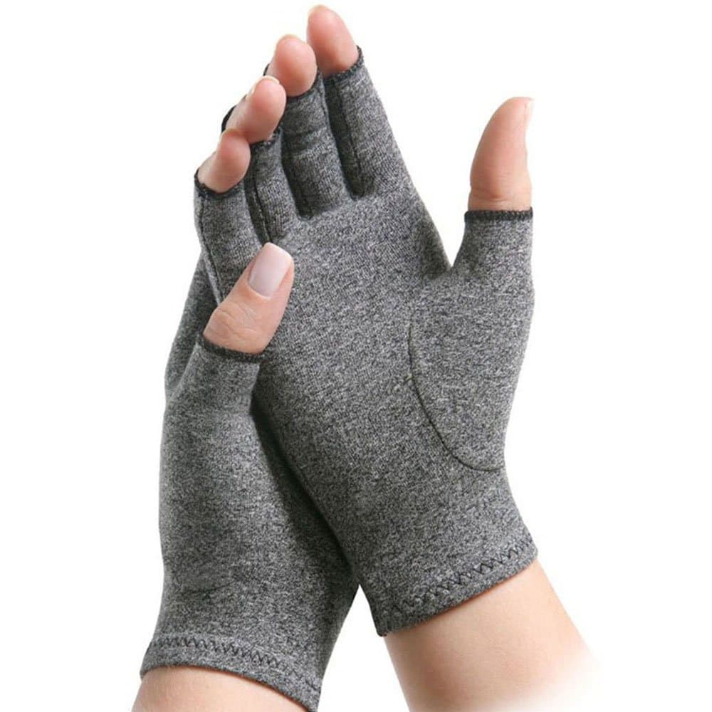 Active Arthritis Therapy Gloves - Fingerless, Grey, Increase Circulation, Reduce Pain (M)
