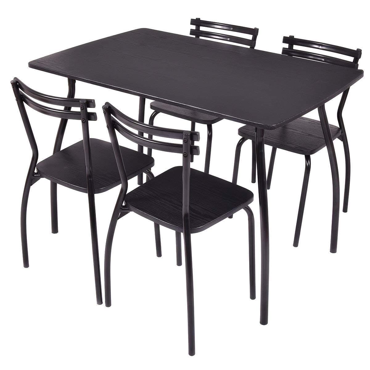 DPThouse PieceWooden 5 Pcs Table and 4 Chairs Set Modern Home Furniture Kitchen Breakfast Dining Dinette Black