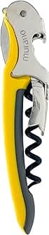 Soft-Touch Murano Two-Step Waiter Corkscrew with Nonstick Spiral (Yellow)