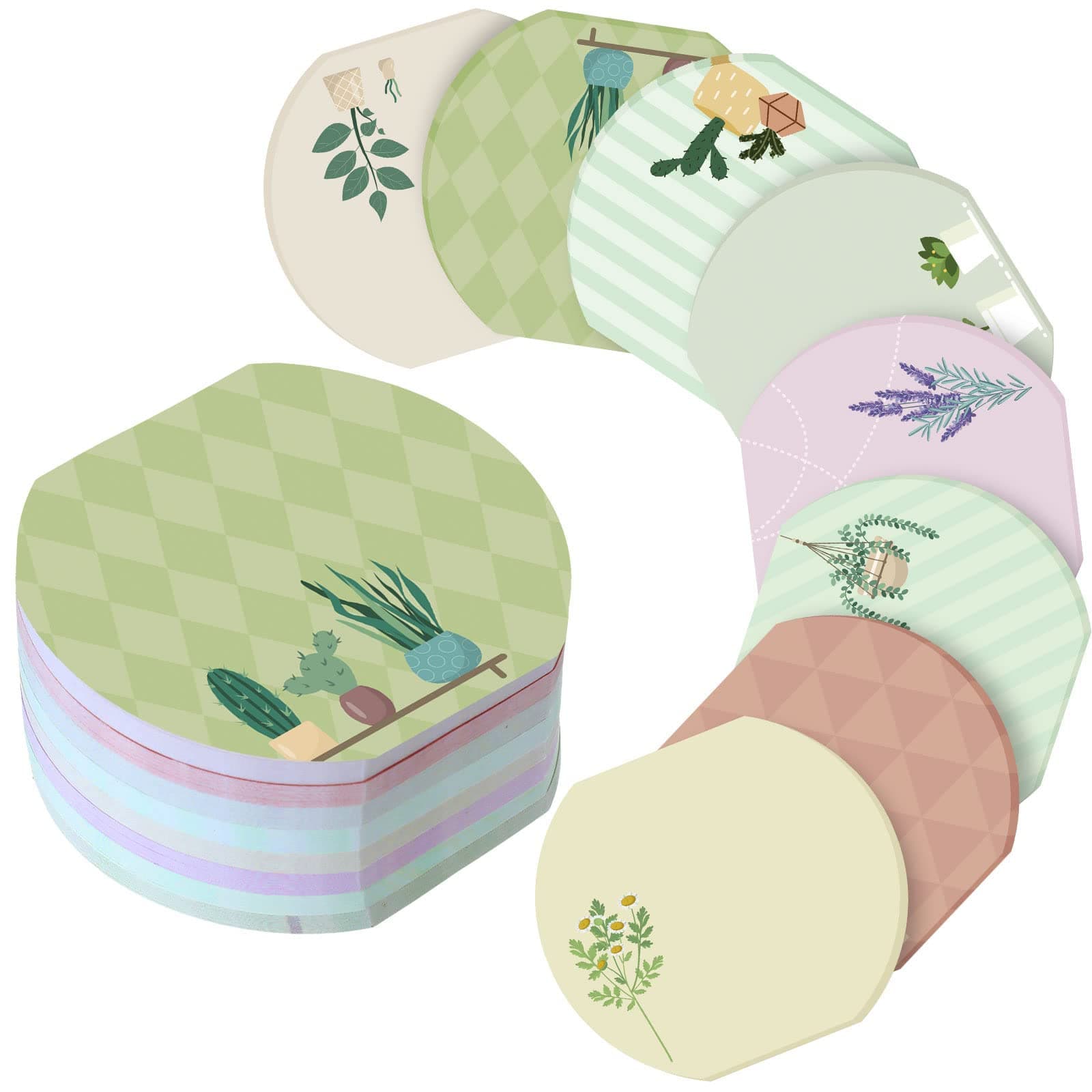 8 Pcs Plant Theme Cute Notes Pad Color Sticky Funny Note Pad List Stylish Practical Cute Notepads for Office Home Supplies, 50 Sheets Per Piece(Plant)
