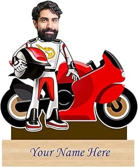Incredible Gifts Personalized Super Bike Caricature for Man with Custom Name (Table Top)
