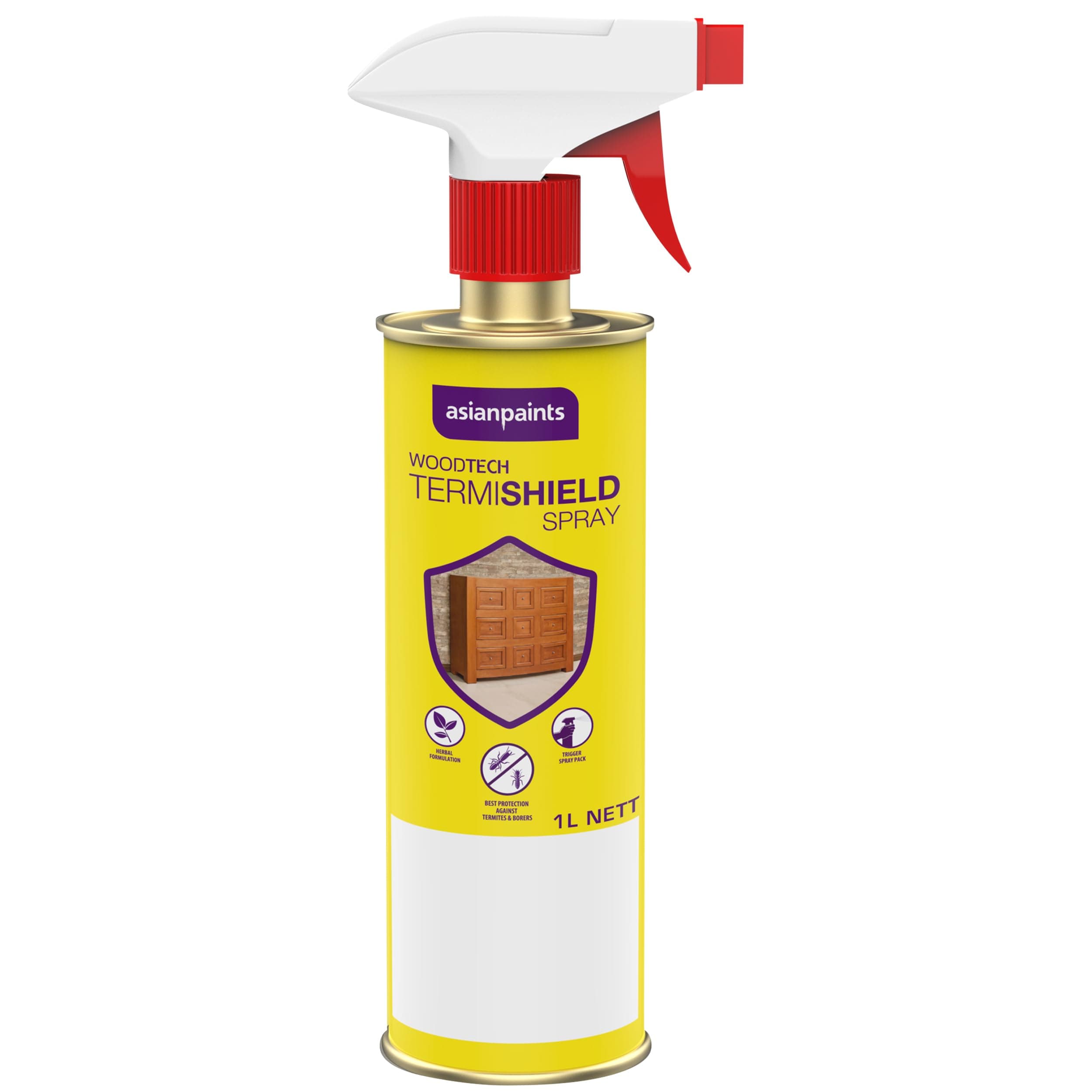 Asian Paints Woodtech Termishield Spray, DIY Termite Killer, 1L Trigger Spray, Clear