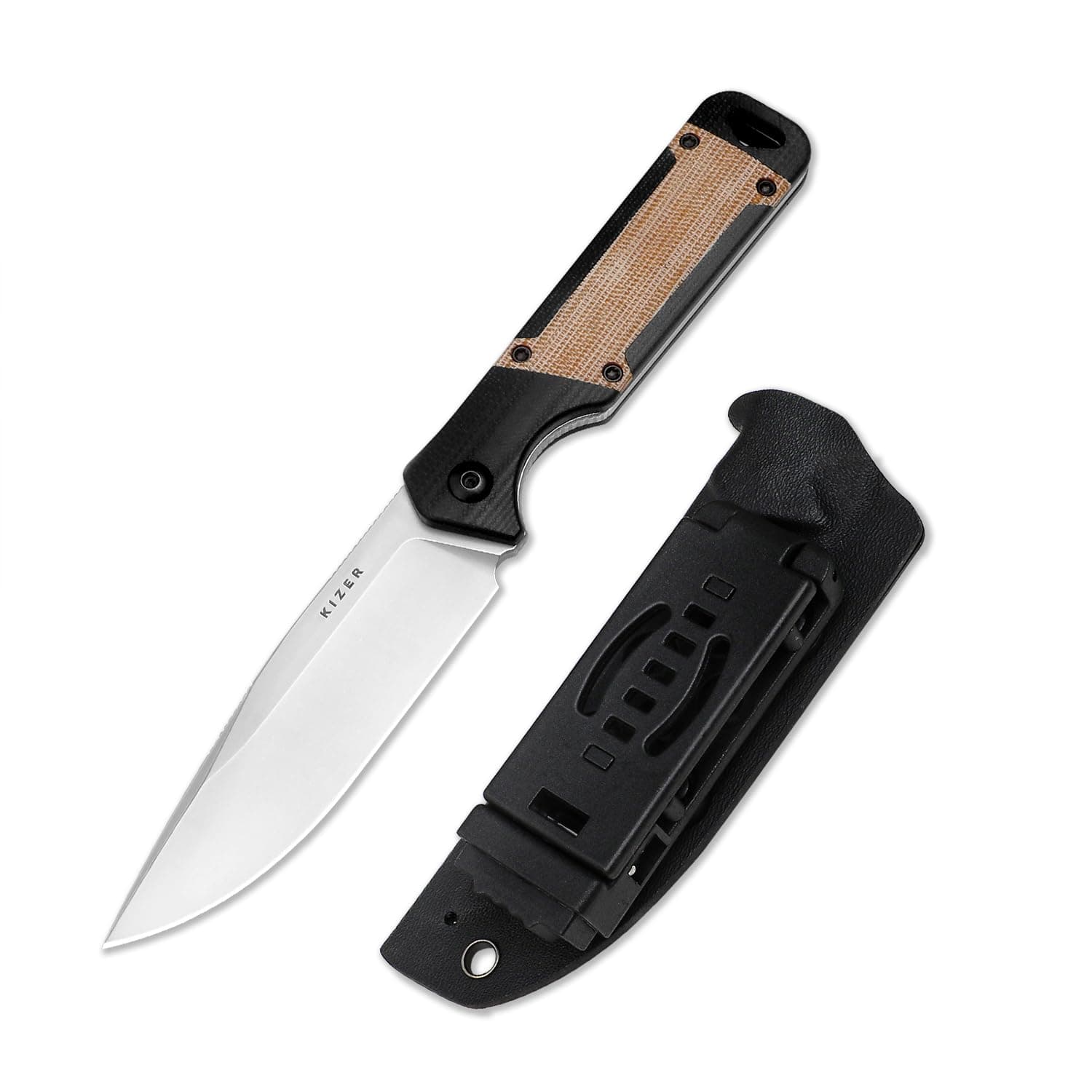 Militaw Fixed Blade Knife with Sheath, Nitro V Blade Camping Knife with G10 & Micarta Handle, Fixed Blade EDC Knives for Men Women Gift, Outdoor Hunting Hiking Survival Knives 1067A2