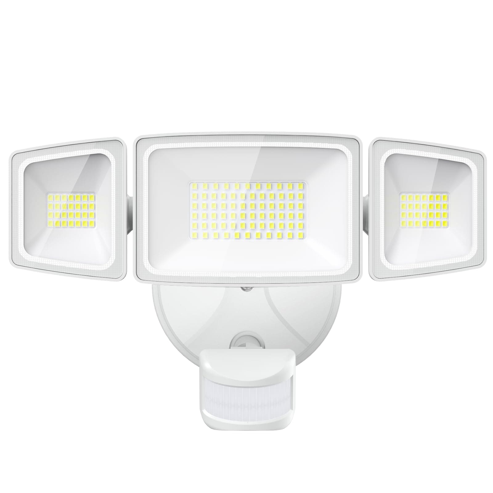 Onforu 55W LED Floodlight Outdoor Motion Sensor 5500LM LED Security Light Three Head IP65 Waterproof LED Outdoor Floodlight 6500K Wall Lamp for Entrance, Staircase, Courtyard, Garage