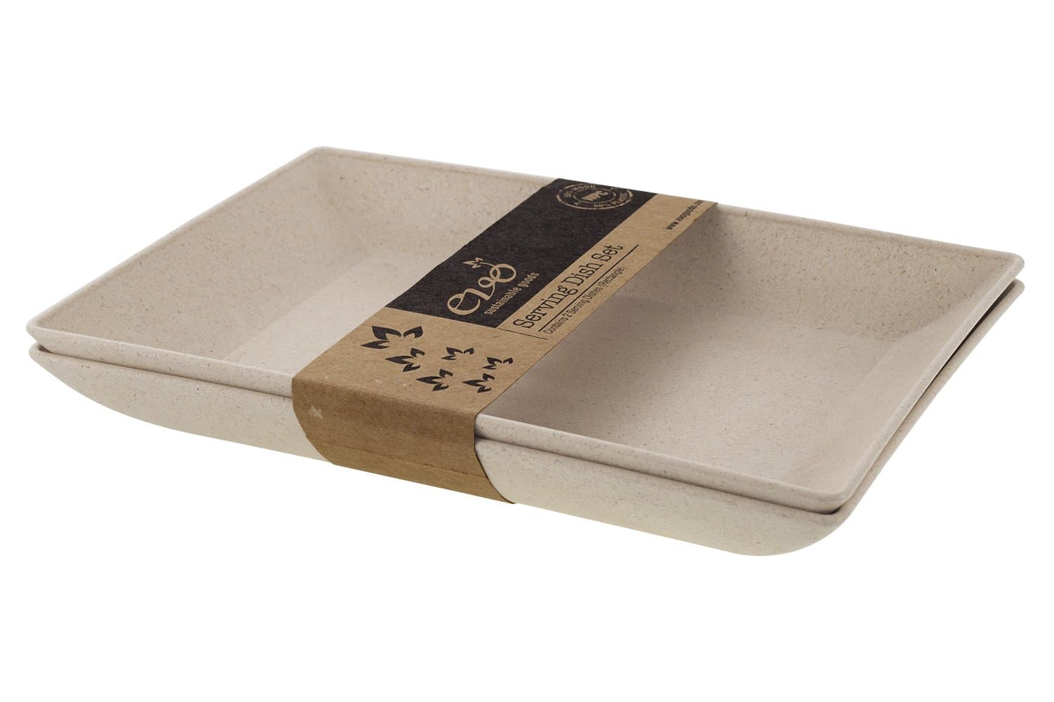 EVO Sustainable Goods Two Piece Serving Dish Set, White