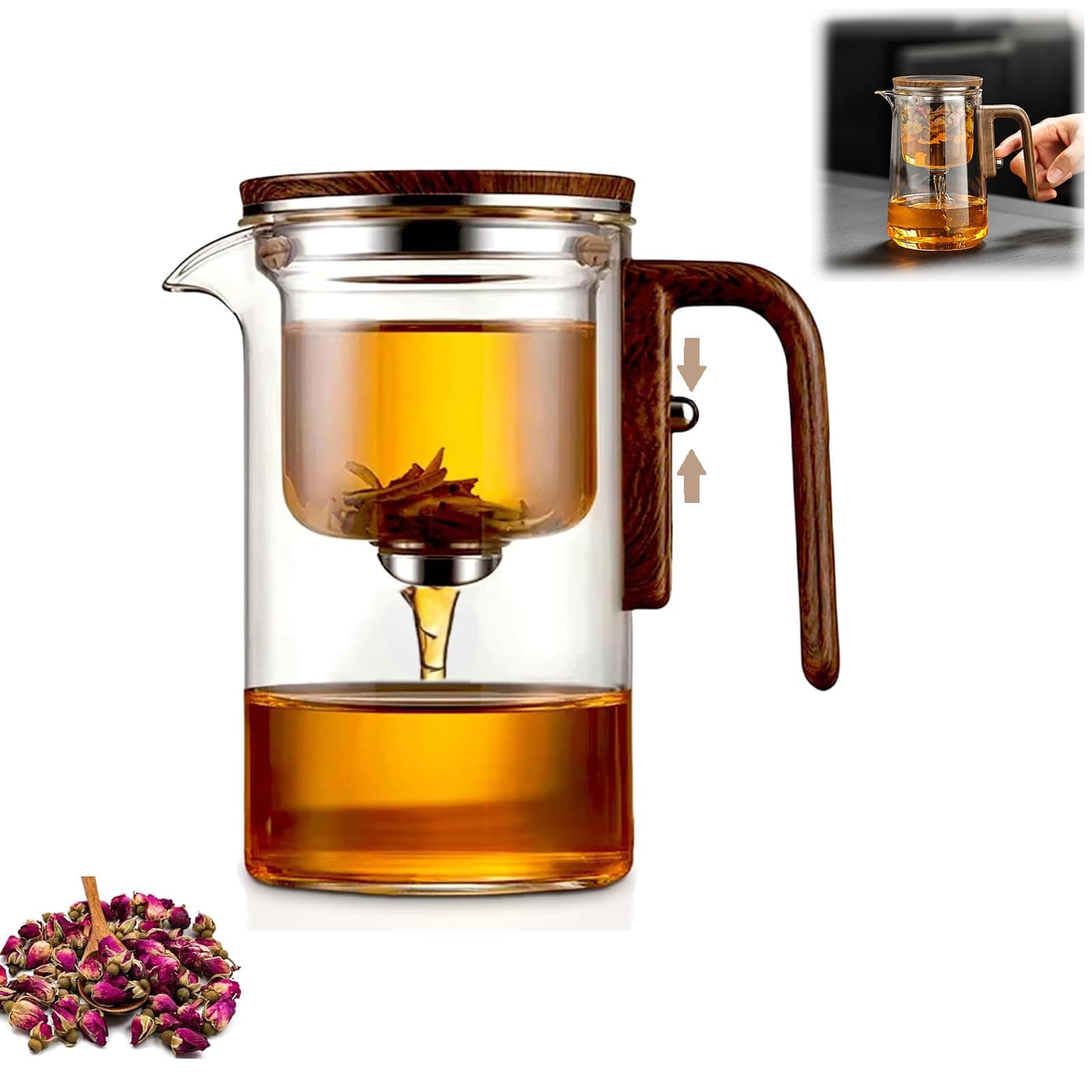 Tea Pot- 800ml/27.1oz Magic Tea Pot With Strainer, Witchcraft Magical Enchanted Glass Teapot, Magnetic Filtration Pot with Handle, Loose Tea Witchcraft Teapot (27.1oz)