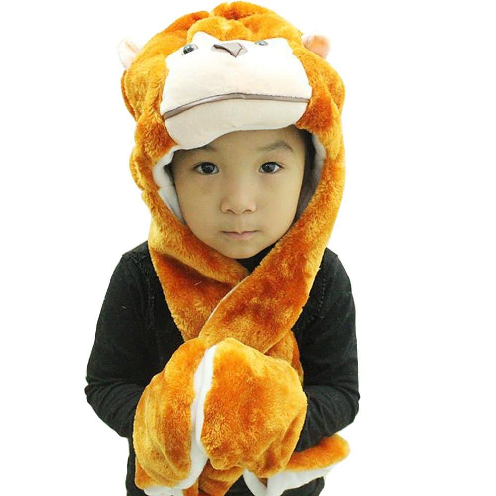 Hee Fly Plush Animal Winter Hats with Paws (Monkey)