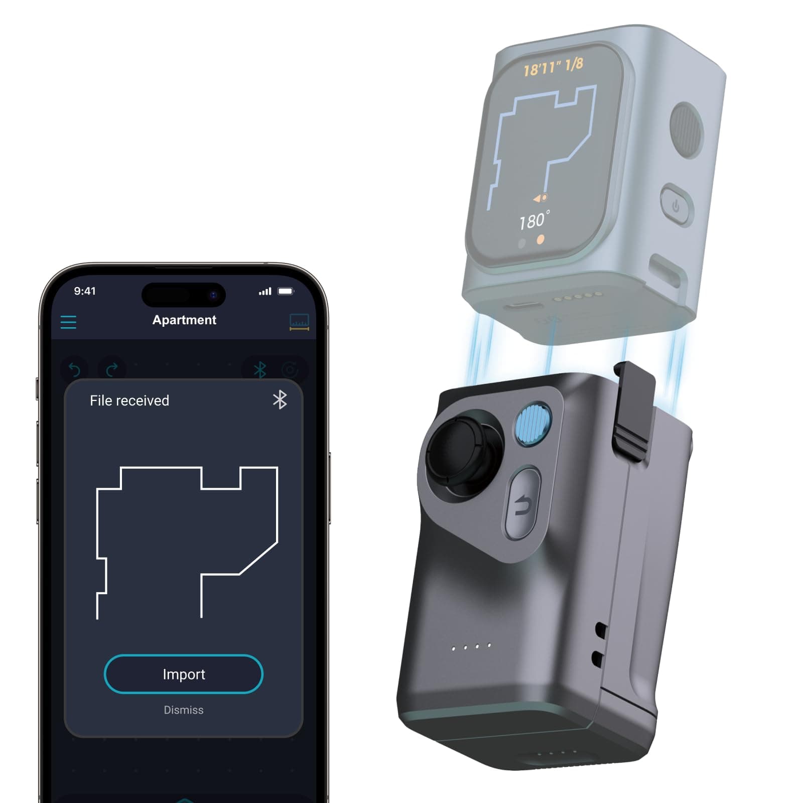 HOZO M-Cube Laser Measuring Tool Adaptor, 01 Smart Planner - Features 360° Joystick for Capturing Floorplans from Any Angle, One-Tap Button for Precise Edge and Corner Measurements