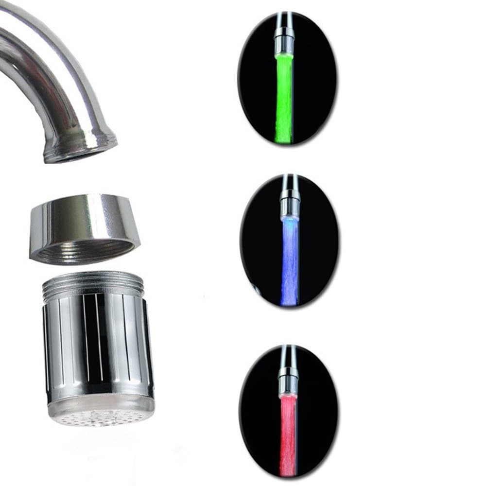 SWE LED Faucet light Colorful Change Automatic ABS Material Bathroom Kitchen Water Glow Faucets Tap 7 Colors Jump Change(Pack of 2)