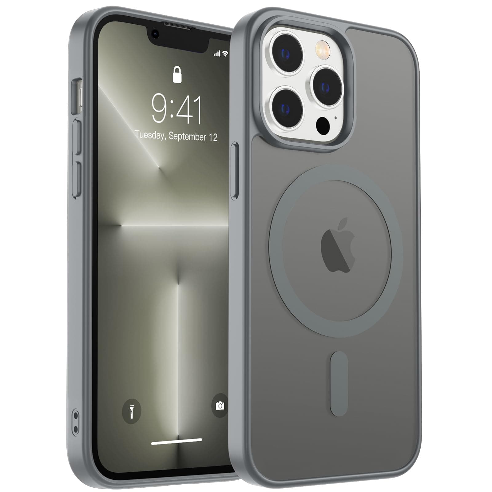 Magnetic for iPhone 13 Pro Max Case, [Compatible with MagSafe] [10 FT Military Grade Drop Protection] Slim Translucent Matte Shockproof Anti-Scratch Phone Case, Dark Gray