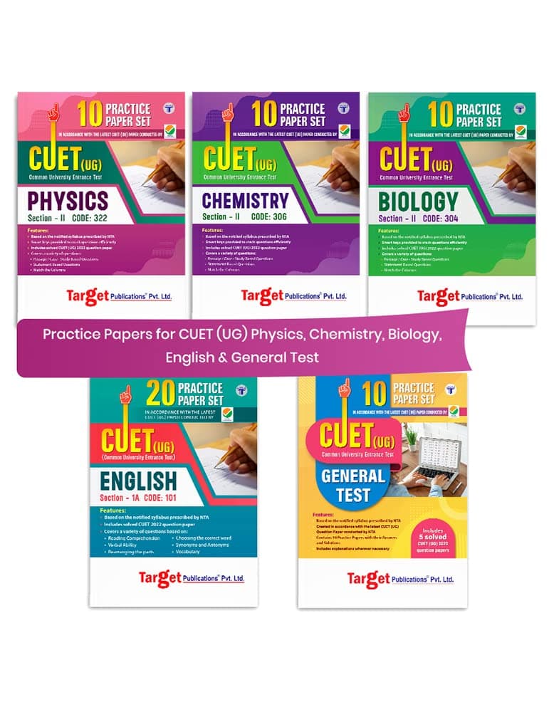 NTA CUET UG Science Mock Test Sample Question Papers English, Physics, Chemistry, Biology & General Test | Entrance Exam Preparation Books 2025 | Set of 5