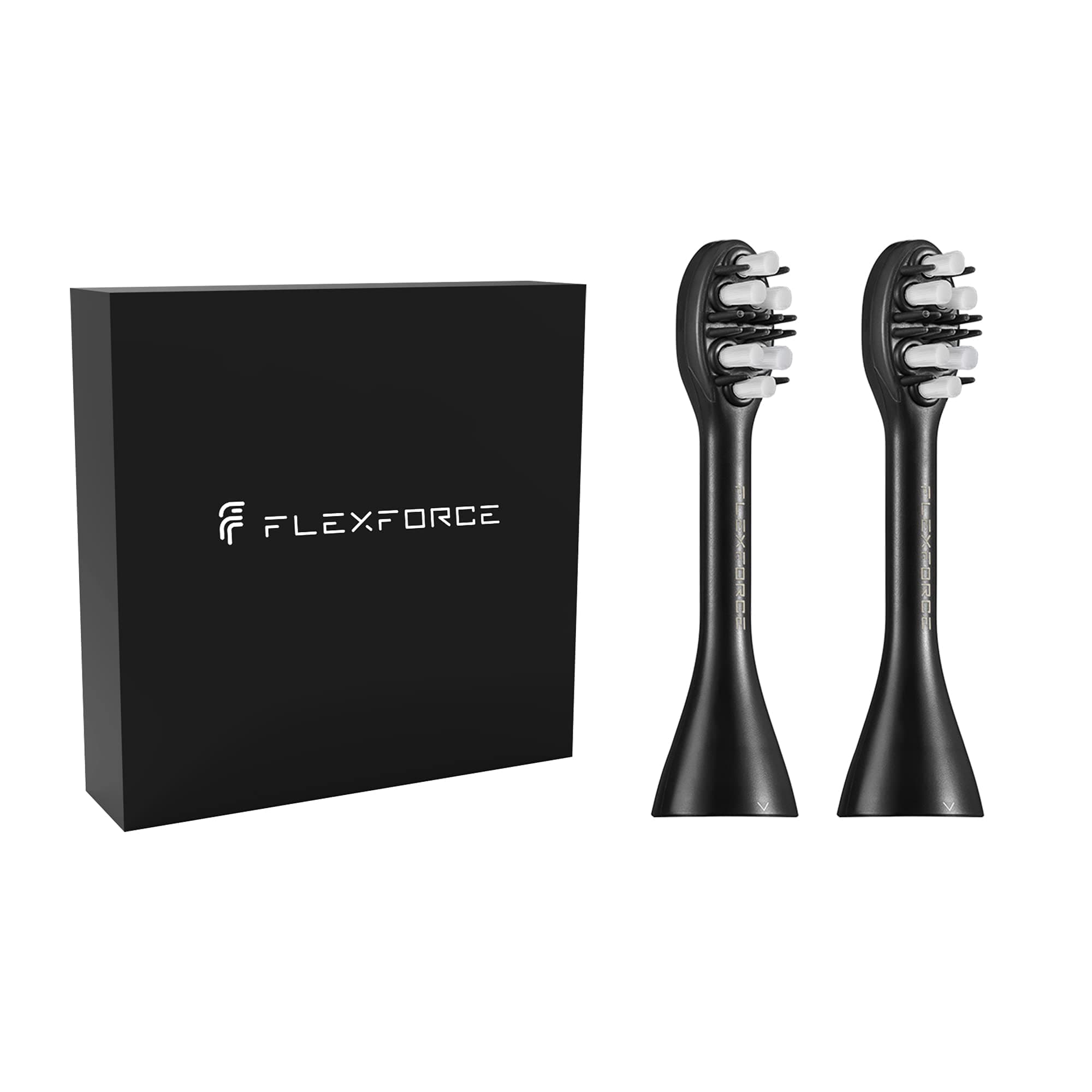 Flexforce Medium-Hard Bristles, Polished and Whitened Teeth, Super Cleaning Power, 6 Bundles of Dupont Bristles, 12 Soft Rubber Bristles to Massage Gums, 2 Pieces, Gray