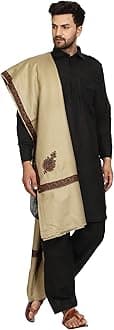 SWI WITH LABEL Men's Kashmiri Embroidered Wool Shawl