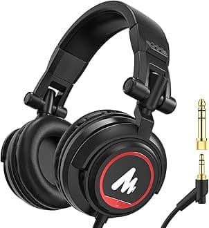 50MM Drivers Over Ear Studio Headphones, MAONO AU-MH501 Stereo Monitor Closed Back Headphones, Lightweight Foldable Design for Smartphone, Computer, Podcast, Mixer, Music, DJ
