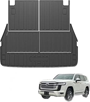 Custom Fit for Cargo Mat Toyota Land Cruiser J300 7seat LC300 2021-2023 - TPE All Weather Waterproof Rear Cargo Liner Rear Trunk Liner Back Seat Cover Protector(Trunk Mat+Backrest Mats)