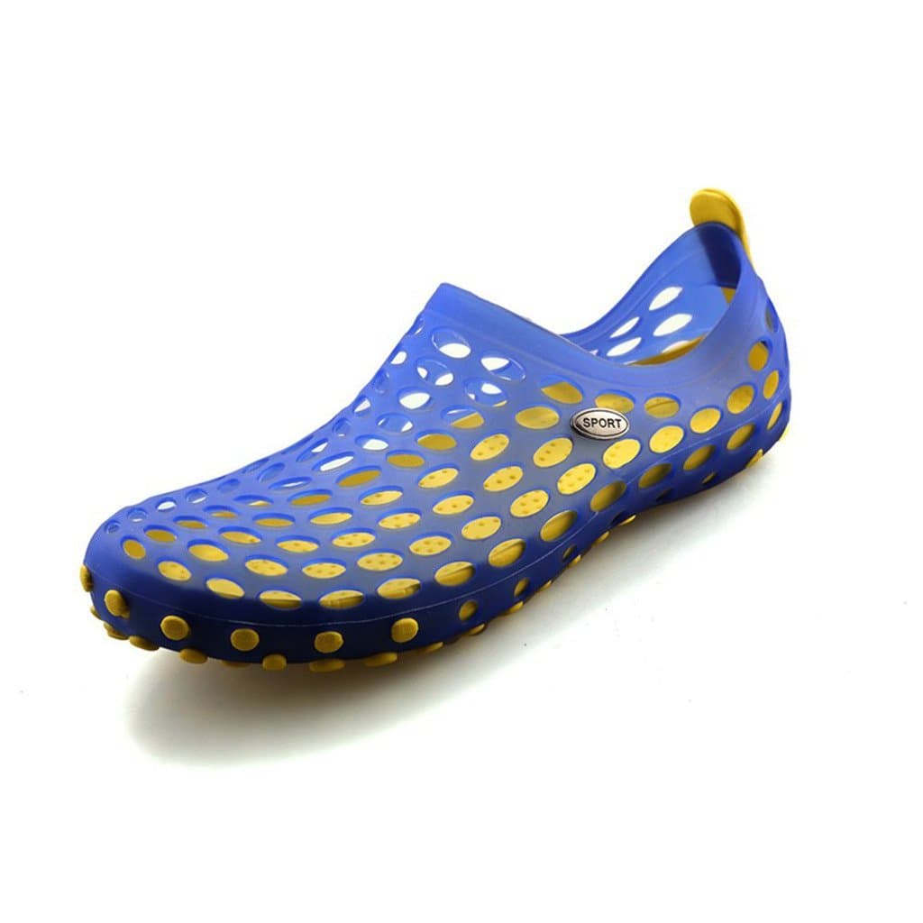 Oriskey Men's Summer Pull-On Water Aqua Slip On Walking Shoes Beach Hole Sandals Blue Size 9