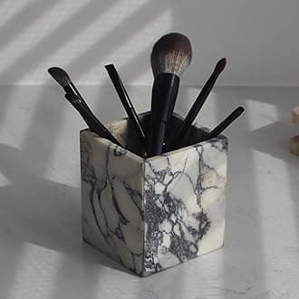Genuine Calacatta Viola Marble Toothbrush Holders for Bathroom, Natural Marble Makeup Brush Holder Countertop Organizer
