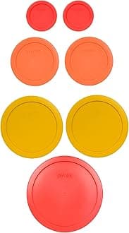 Pyrex (1) 7402-PC 6/7 Cup (2) 7201-PC 4 Cup (2) 7200-PC 2 Cup (2) 7202-PC 1 Cup Food Storage - 7 Piece Assorted Lids