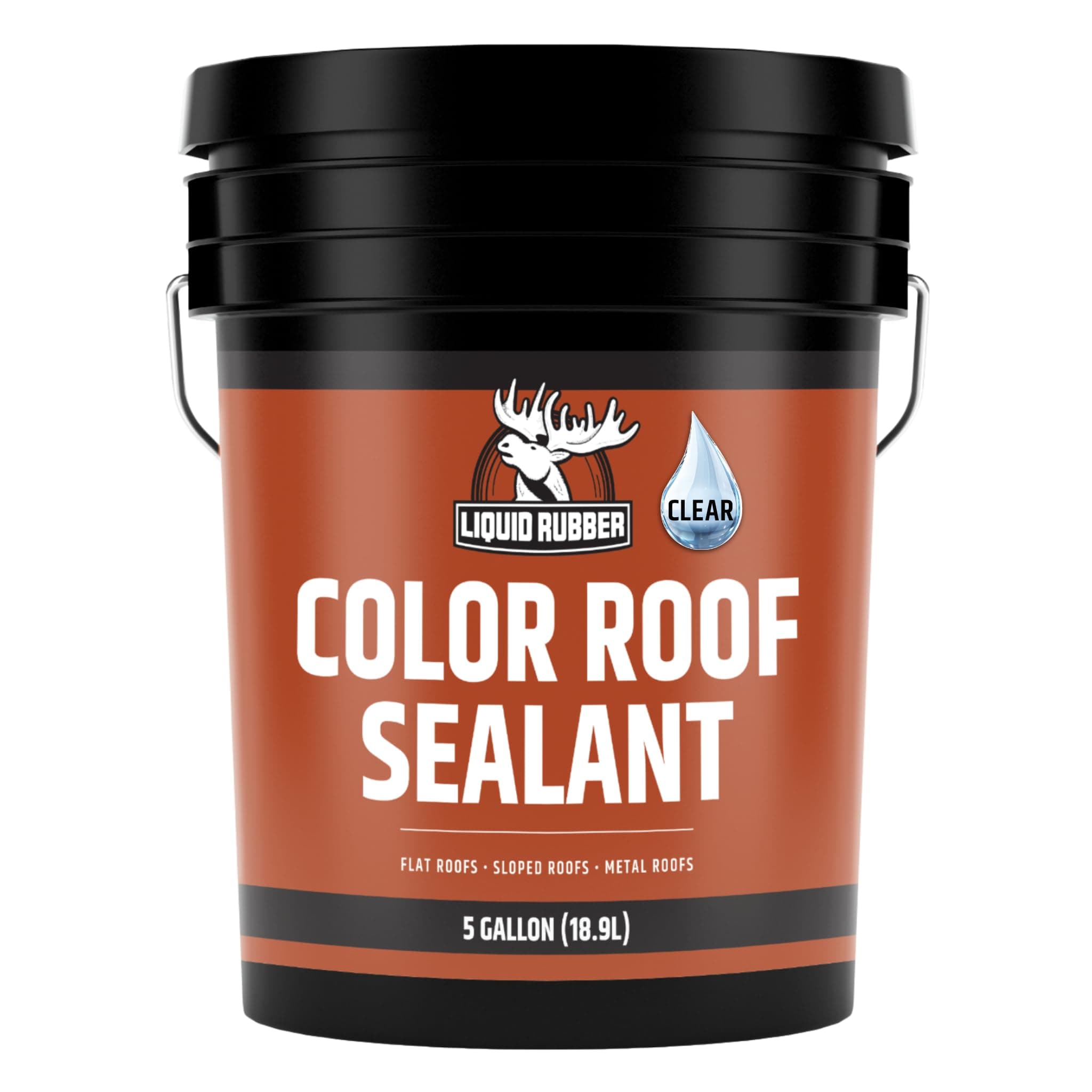Liquid Rubber Color Roof Sealant- Elastomeric Waterproof Coating for Flat, Low-Slope & Metal Roofs, Flexible UV-Stable Membrane, Clear, 5 Gallon