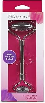 Plum BeautyStainless Steel Roller for Face - Improves Skin Tone and Blood Circulation - Skin Care Face Roller Reduces Under-Eye Puffiness and Dark Circles