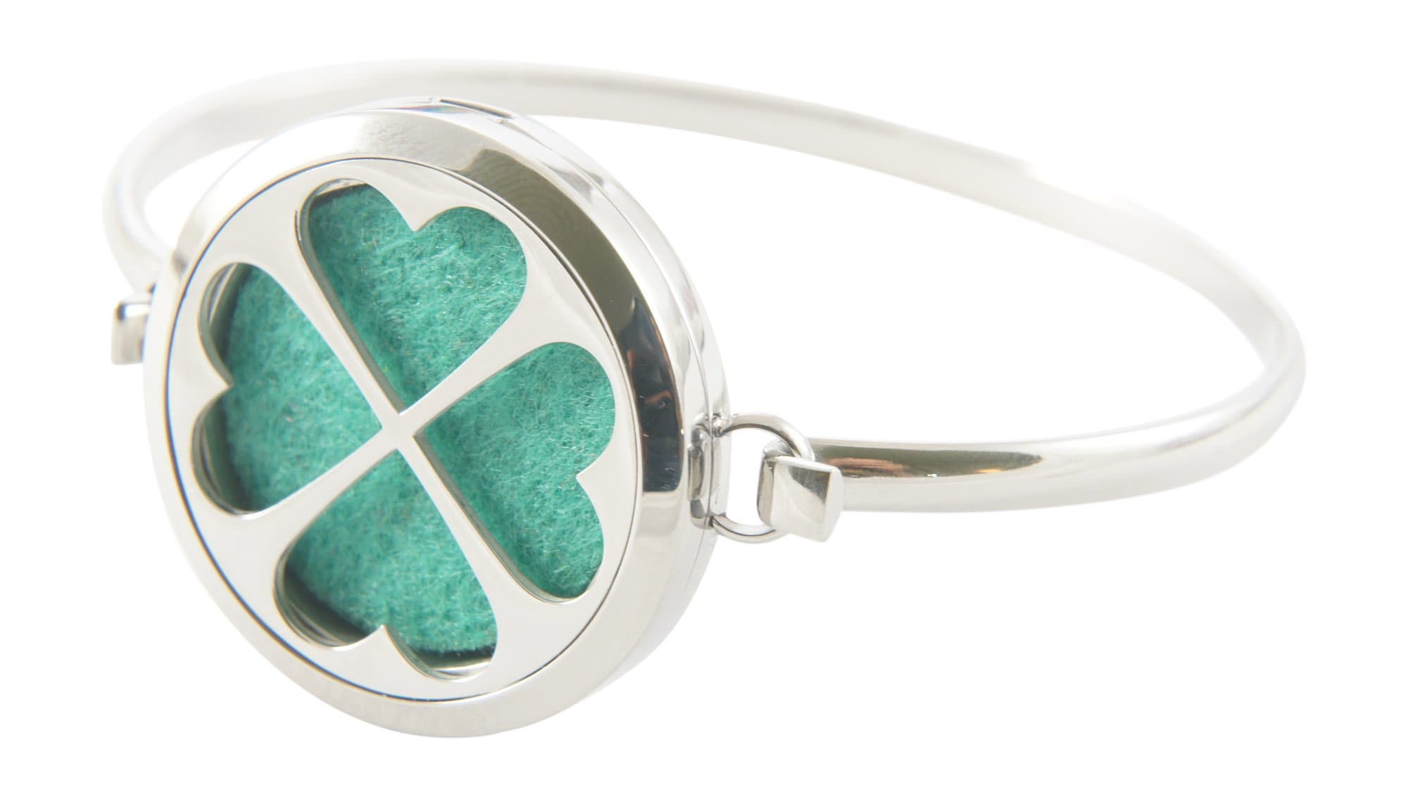 Essential Oil Diffuser Bracelet, 4-Leaf Clover Locket Bangle, Hypoallergenic Stainless Steel