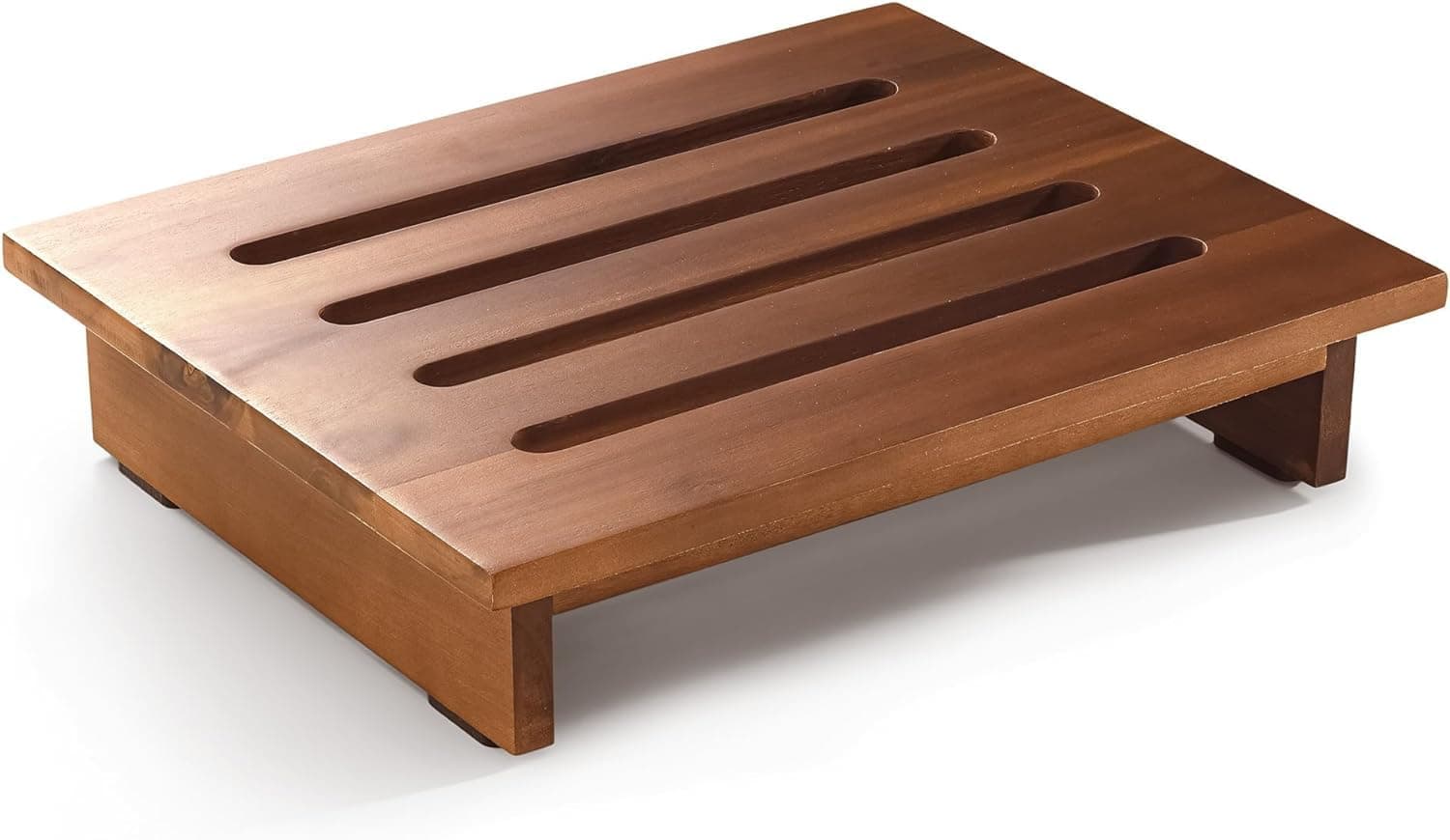 One Step Stool for Adults 3.5" - Wooden Step Stools for Bed - 200lbs Safety Stepping Stool Bathroom Aid for Handicap, Elderly, Seniors, Kid, Bathtub, High Beds, Kitchens (Brown)