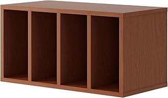 MUSEHOMEINC Modern Bookcase,4-Compartment Storage Cabinet Lines Texture Book Shelf for Living Room,Bedroom,Home Office (1, ST1028WN)