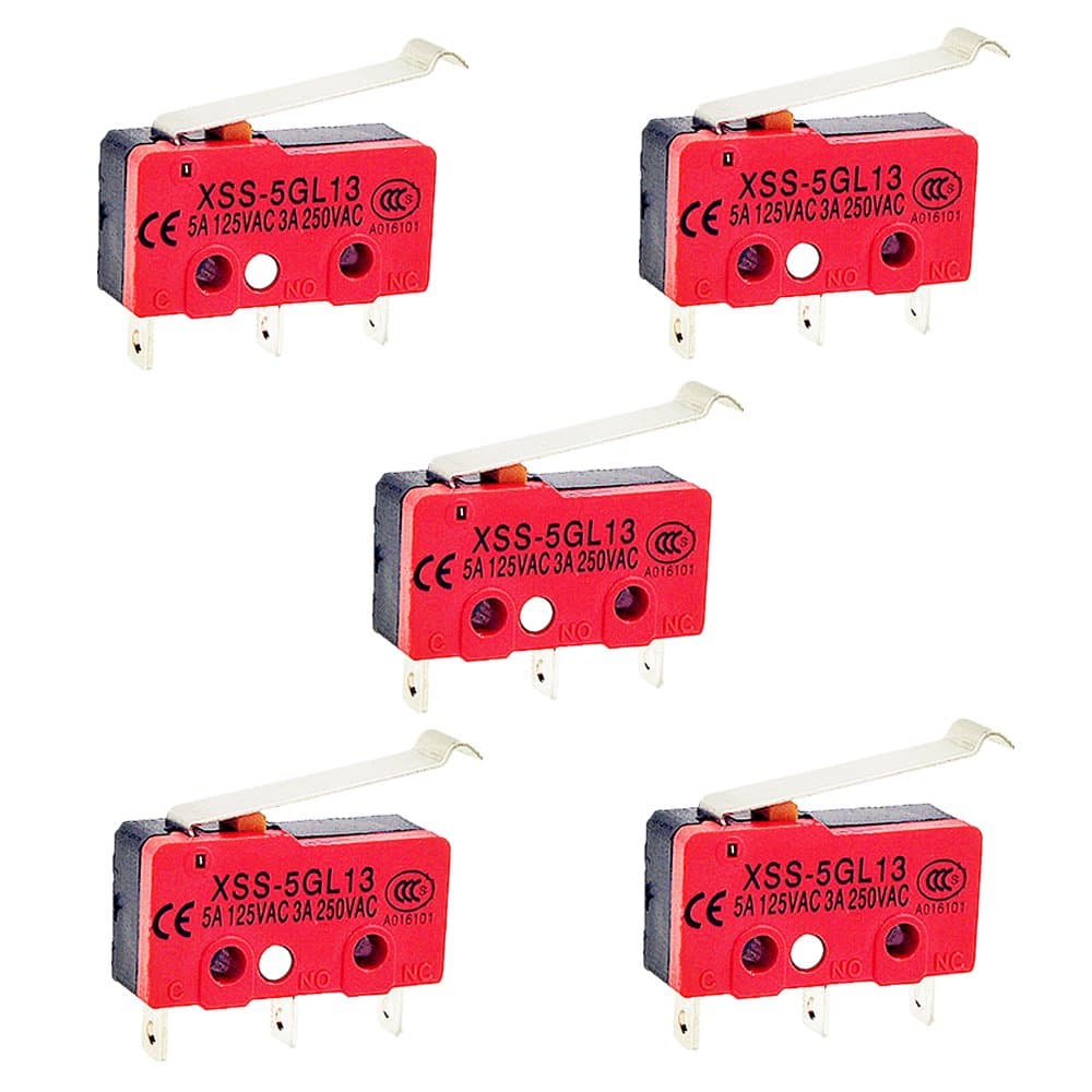 OdiySurveil (TM) 5PCS Long Hinge Roller Push Button SPDT AC Lever Type Miniature Micro Limit Switch