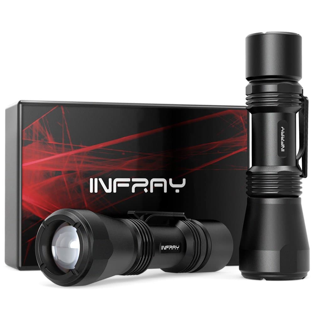INFRAY Super Bright 400 lumens LED Torch [2 PACK], Pocket-Size Zoomable Flashlight with CREE LED power by 1AA Battery, IP65 Water-Resistant, 3 Light Modes and Belt Clip. Ideal for Multipurpose Use. (2PACK)