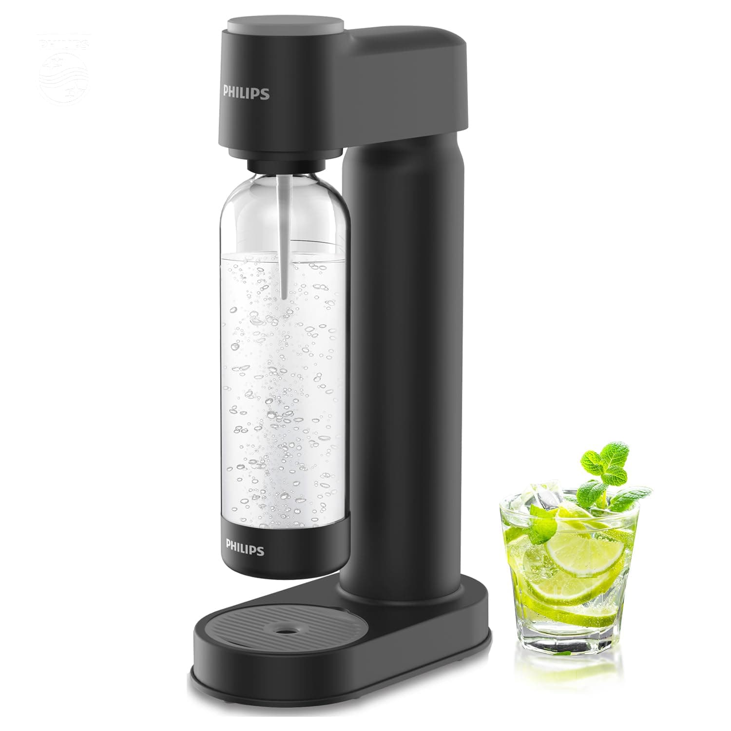 Philips Sparkling Water Maker Soda Maker Soda Streaming Machine with Qick Twist 1L Carbonated Bottle Fits Seltzer Soda Maker Screw-in 60L CO2 Carbonator (Not Included)