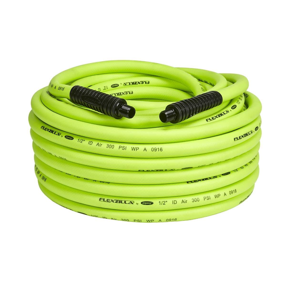 Air Hose, 1/2 in. x 100 ft., 1/2 in. MNPT Fittings, Heavy Duty, Lightweight, Hybrid, ZillaGreen - HFZ12100YW4