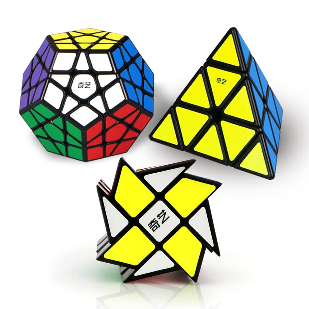 Speed Cube Set, Pyramid Dodecahedron Windmill Cube - Magic Puzzle Cubes Collection for Kids & Adults [3 Pack]
