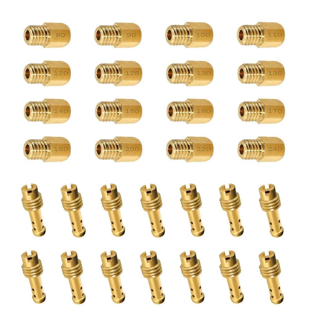 30 Pcs Main Jet and Pilot Slow Jet Kit for Mikuni Carburetors Large Hex VM4/042 & VM22/210 Set