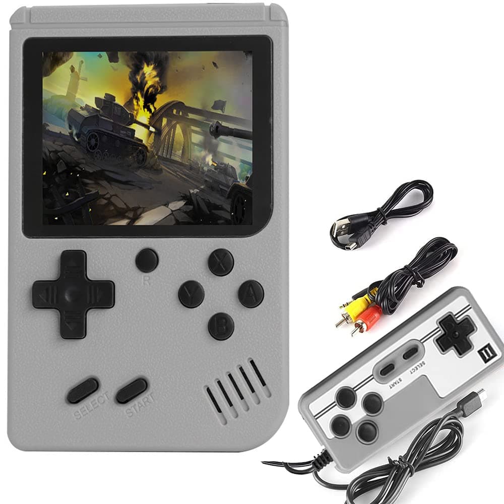 Retro Handheld Game Console with Protector Case, 500 Free Classical FC Games Support for Connecting TV & Two Players, Portable Video Game Gifts for Adults & Kids 8-12 90s Retro Toys (Gray)