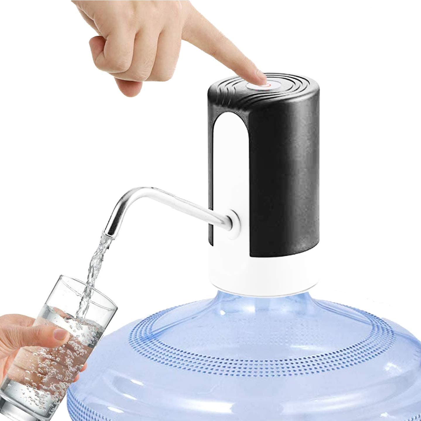 Luck Bamboo Drinking Water Pump,Portable Wireless Automatic Universal Drinking Water Dispenser, Pump Fit Water Bottles-4.5/5/10/11.3/15/18.9L,USB Charge Port Switch for Kitchen Office Camping