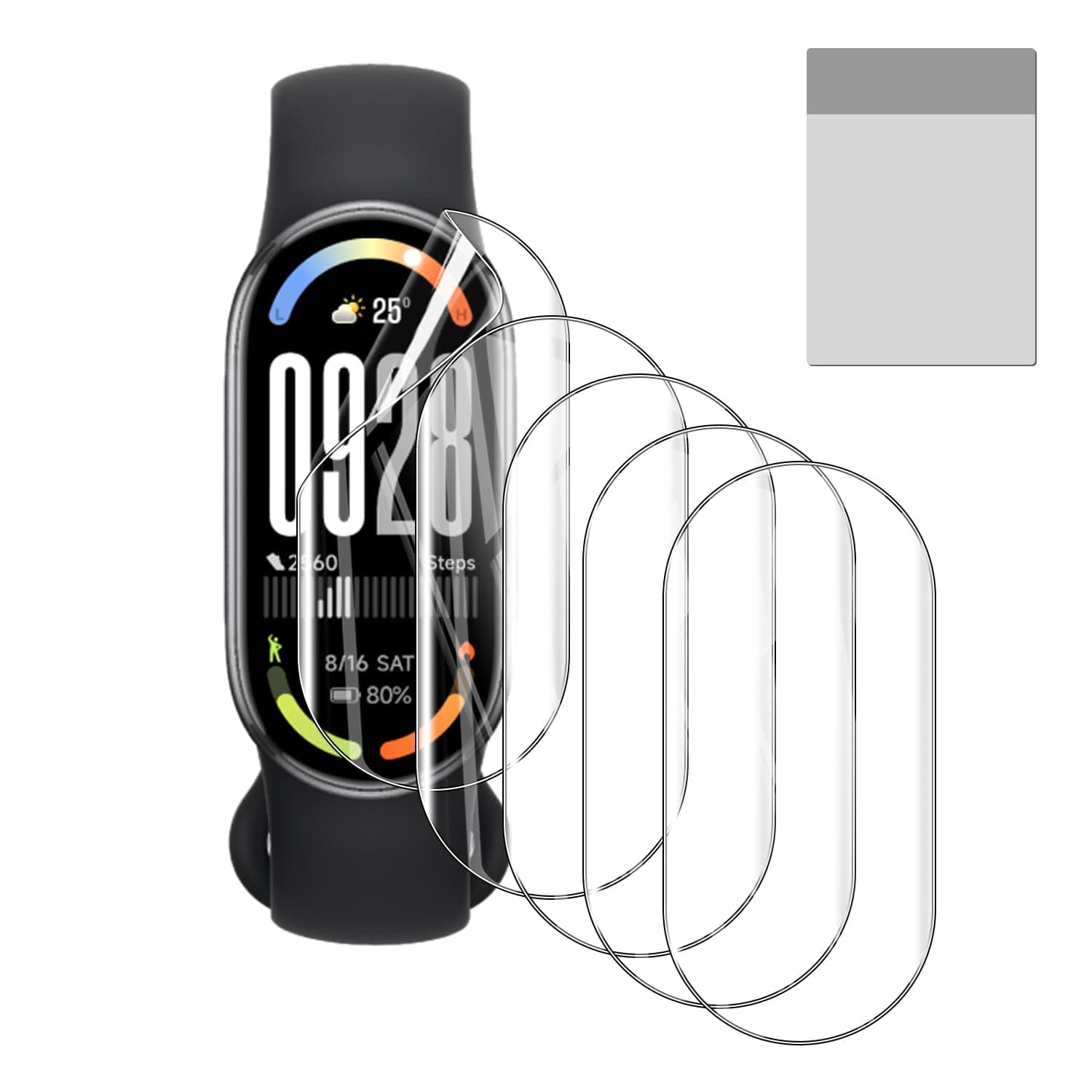 5 Pack Screen Protector for Smartwatch Xiaomi Smart Band 10/9, Soft Flexible TPU Film Screen Protector for Xiaomi Band 10,Full Coverage,HD Clear,Support Fingerprint Unlock
