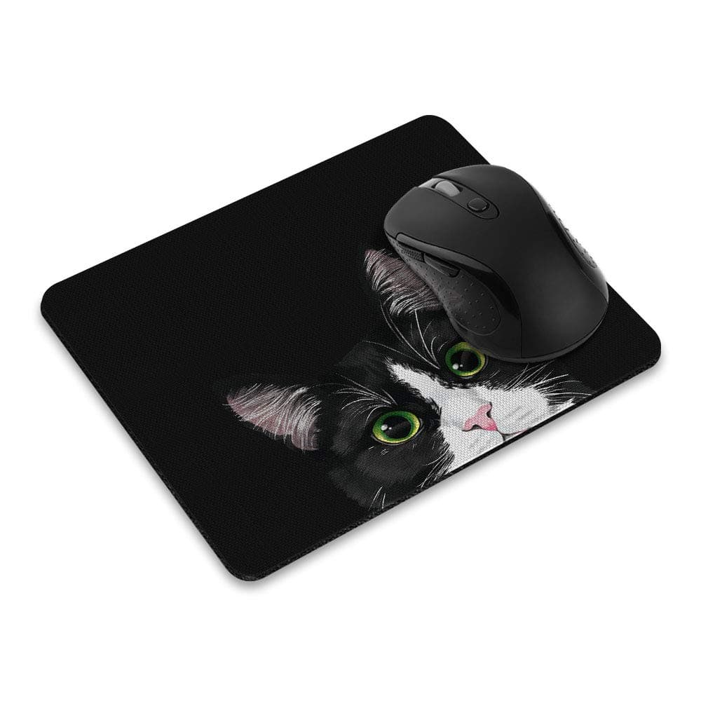 WIRESTER Non-Slip Rectangle Mousepad, Black White Tuxedo Cat Mouse Pad for Home, Office and Gaming Desk