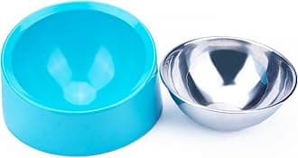 SuperDesign Dog & Cat Food Bowl, Pet Bowl, Stainless Steel with Stand, 15° Tilt, Easier to Eat, Includes Melamine Stand, Anti-Slip, Removable Bowl, Easy to Clean, Dishwasher Safe