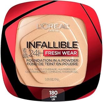 L'Oreal Paris Makeup Infallible Fresh Wear Foundation in a Powder, Up to 24H Wear, Waterproof, Linen, 0.31 oz. (Packaging May Vary)