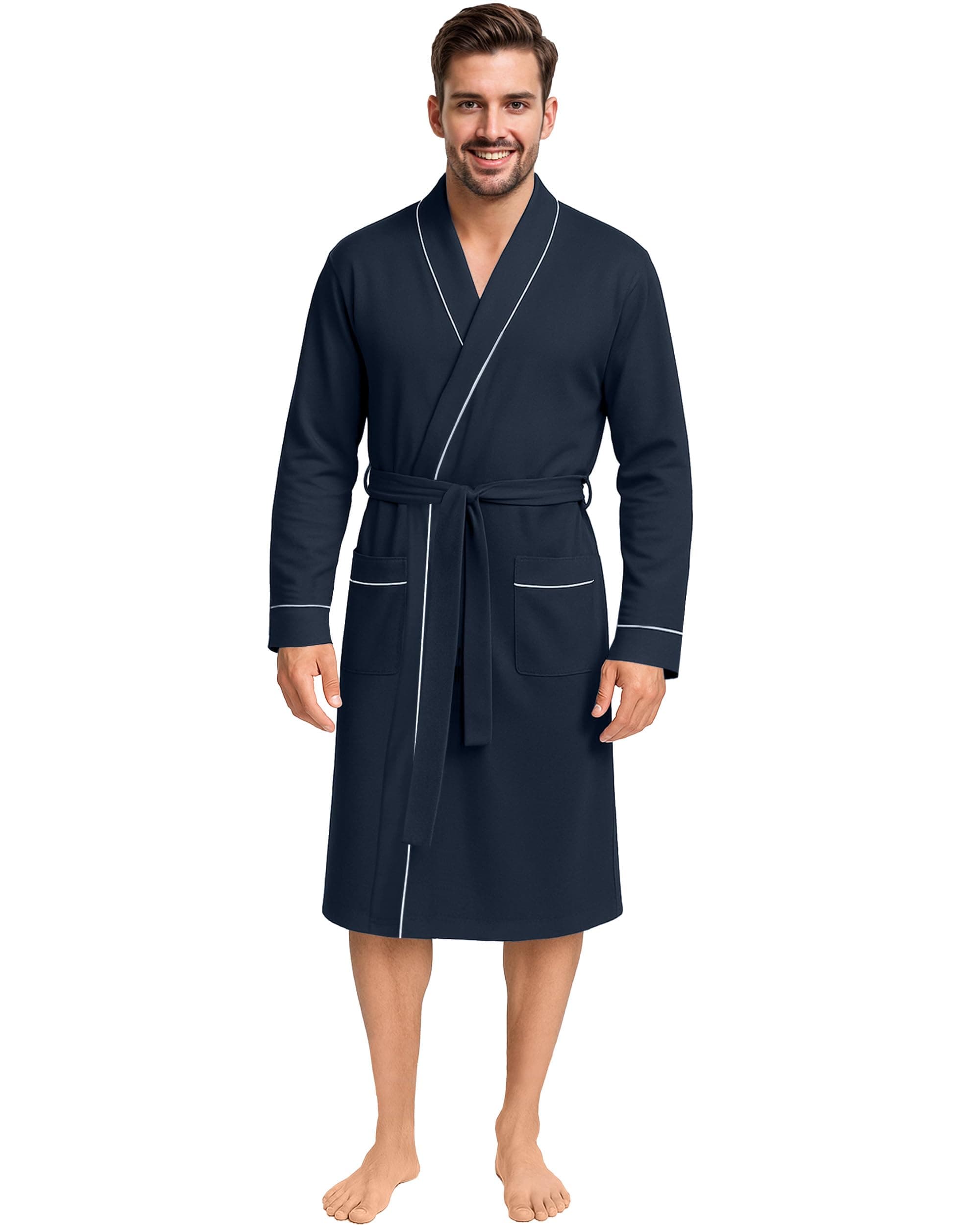 Men's Robe Cotton Blend Knit Bathrobe