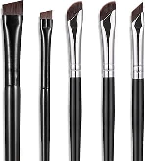 Etercycle 5-Piece Set Eyeliner Brushes for Precision Makeup Application - Fine Angled & Ultra Thin Slanted Flat Angle for Professional Beauty Cosmetic Tool