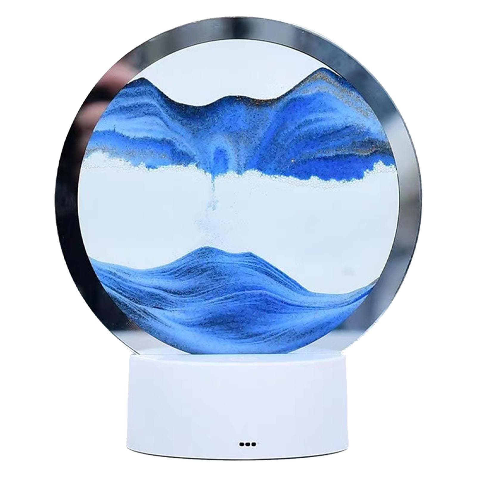 PW TOOLS 3D Moving Sand Art Table Lamp, Moving Sand Art, Rotating Hourglass Decoration, Creative Art Sand Art Liquid Motion Living Room Bedroom Table Lamp Decoration, Blue